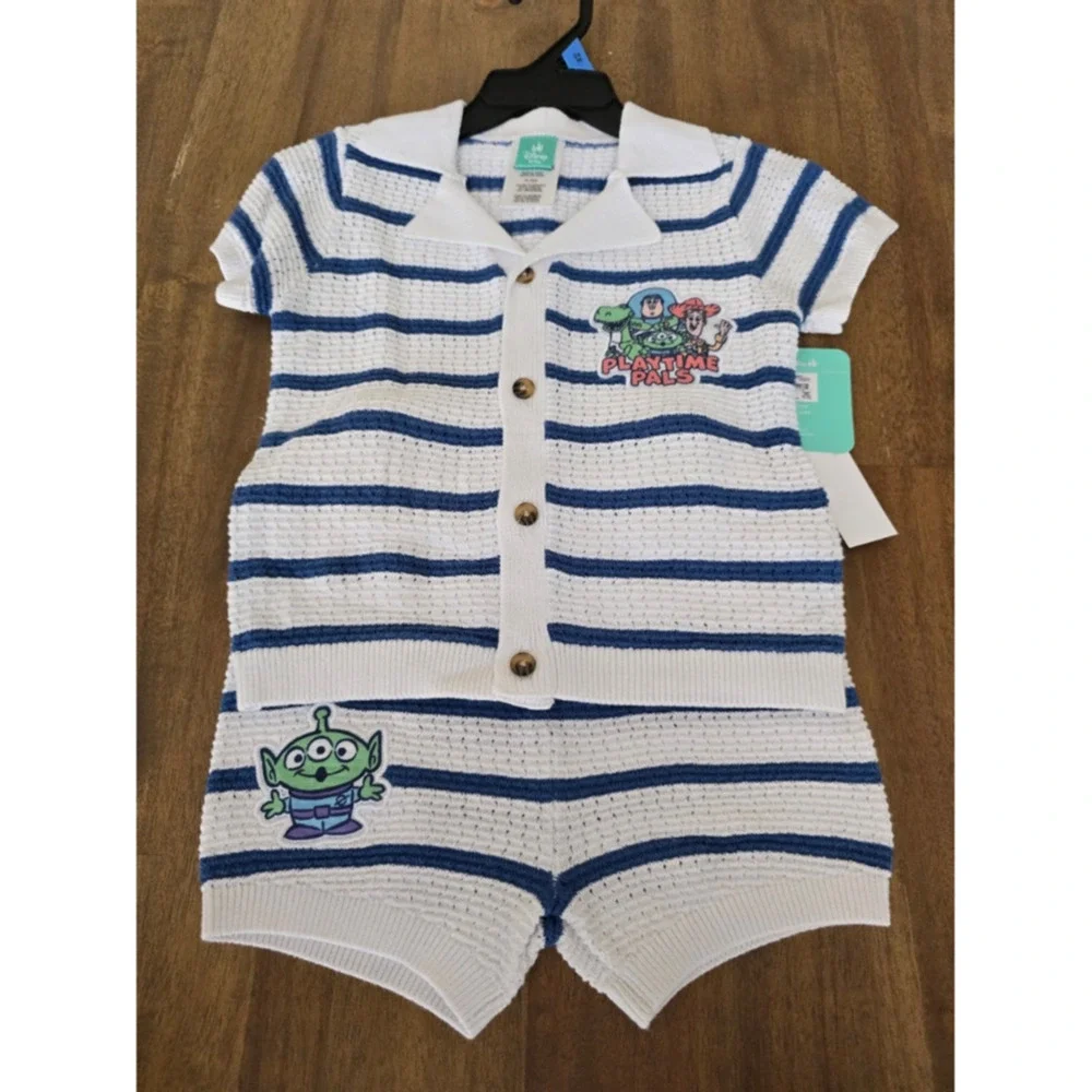 Toy Story Baby Boy Knit Button up Shrit and Short Set NWT 18 Months